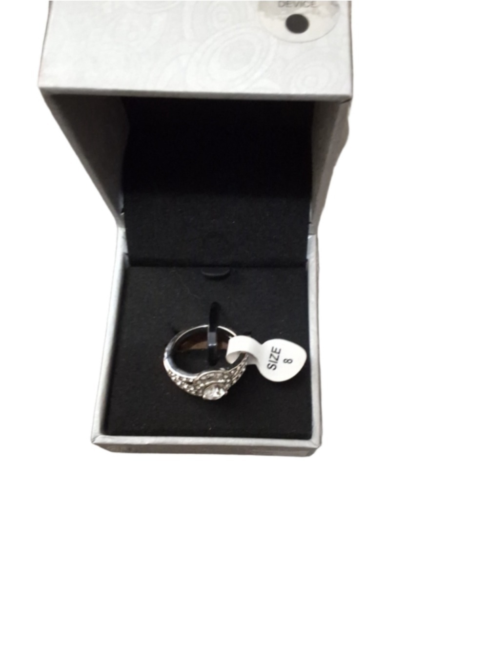 NWT Aura Accessories Silver Tone Rhinestone Ring Set Size 8 - Picture 3 of 5